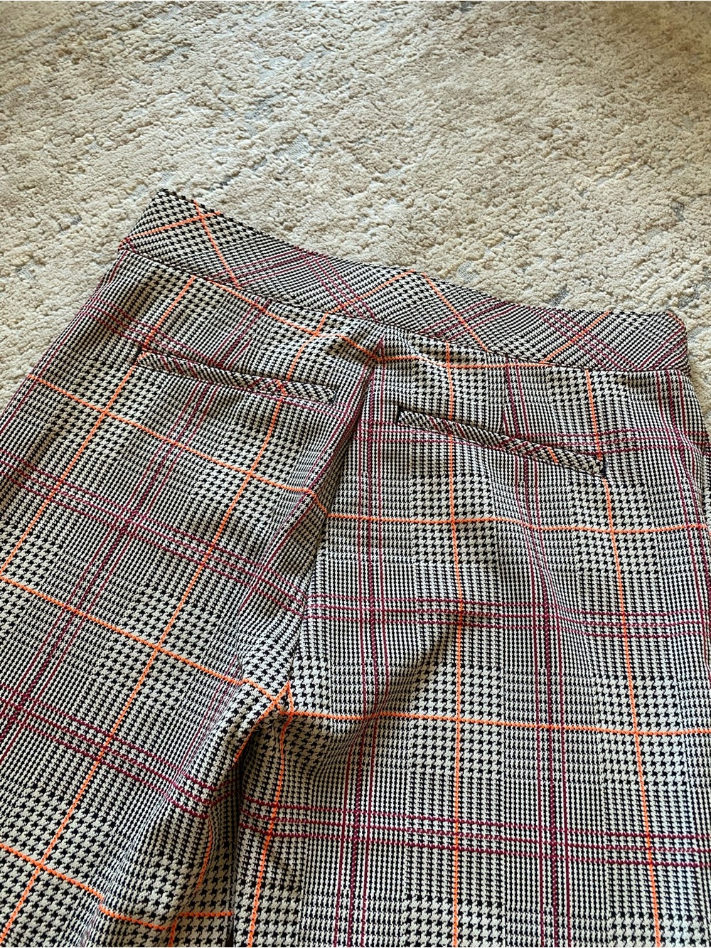Spanx Perfect Kick Flare Ponte Plaid Trousers Orange Pop Pull On Pants: Large - Picture 9 of 9